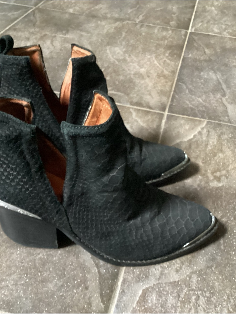 Free People Black Textured Pointed Ankle Booties